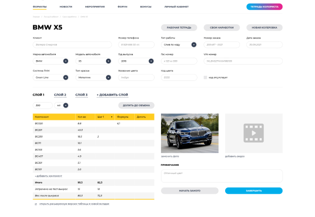 Тетрадь колориста, собственные рецепты
